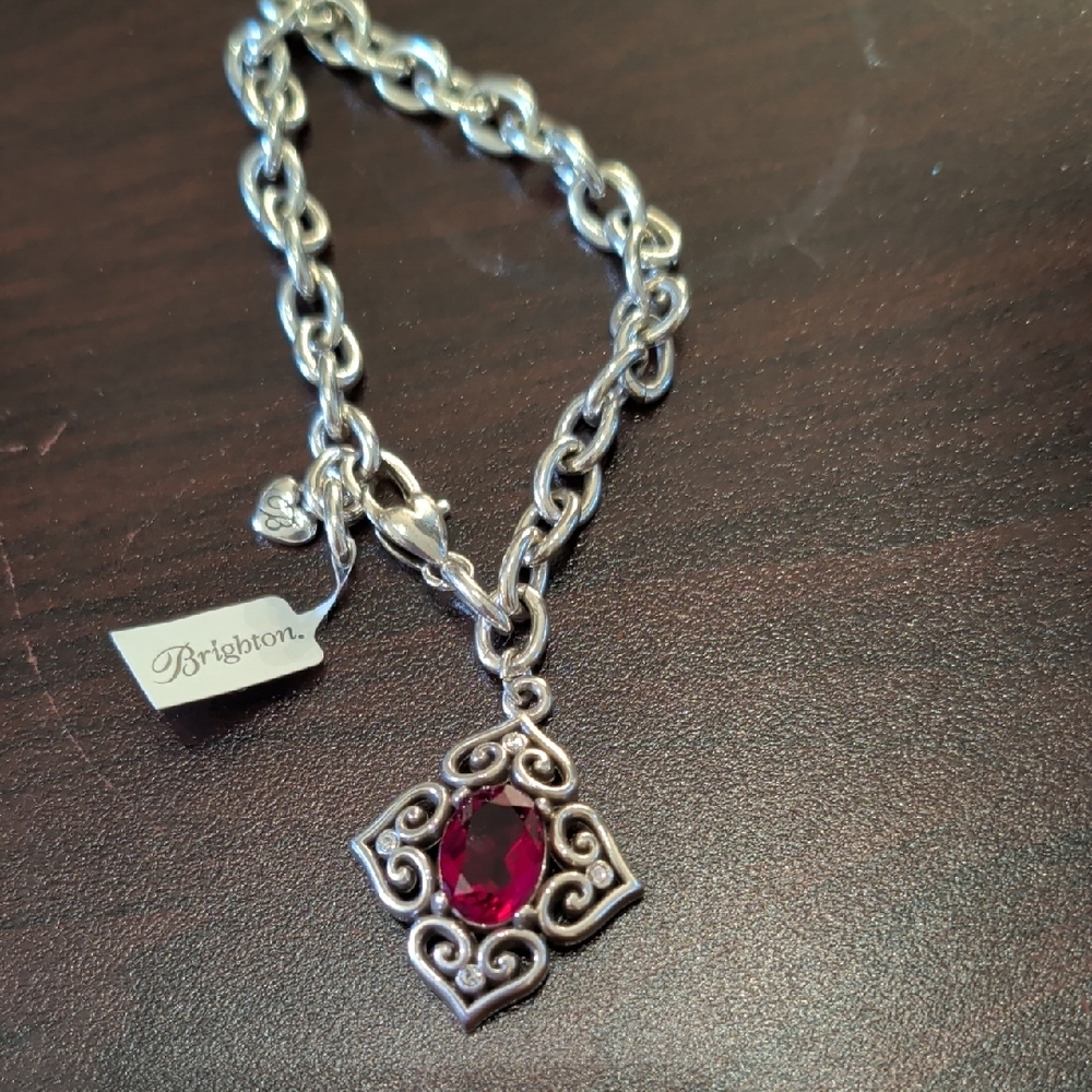 Brighton Silver Necklace Set with Deep Red Accents - Picture 4 of 8